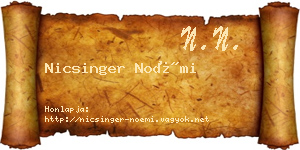 Nicsinger Noémi névjegykártya